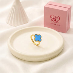 Blue Clover Ring