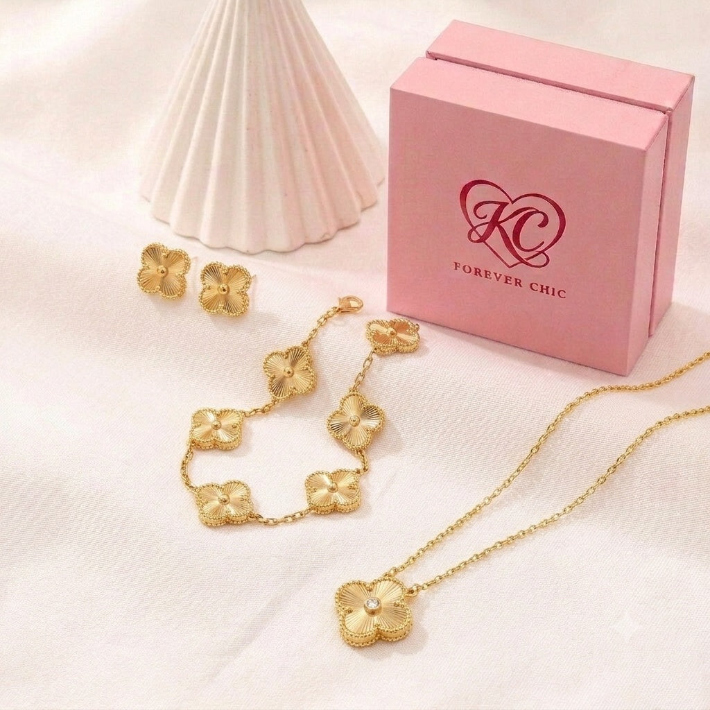 Guilloché Clover Jewelry Set