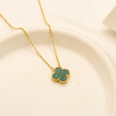 Classic Malachite Clover Pendant Necklace