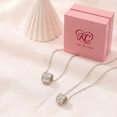 Pavé Clover Barrel Cylinder Pendant Necklace
