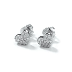 Plated Moissanite Pave Heart Stud Earrings