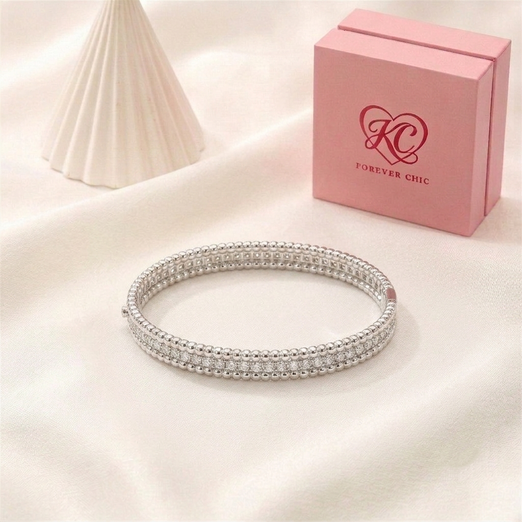 CZ Pavé Perlée Bangle