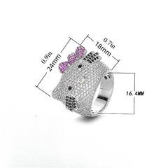 Iced-Out Kitty Statement Ring