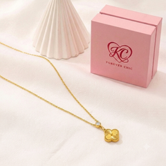 Guilloché Clover Pendant Necklace