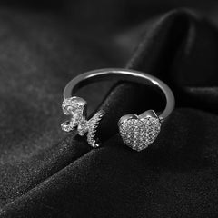 Silver 26 Alphabet Open-cut Ring