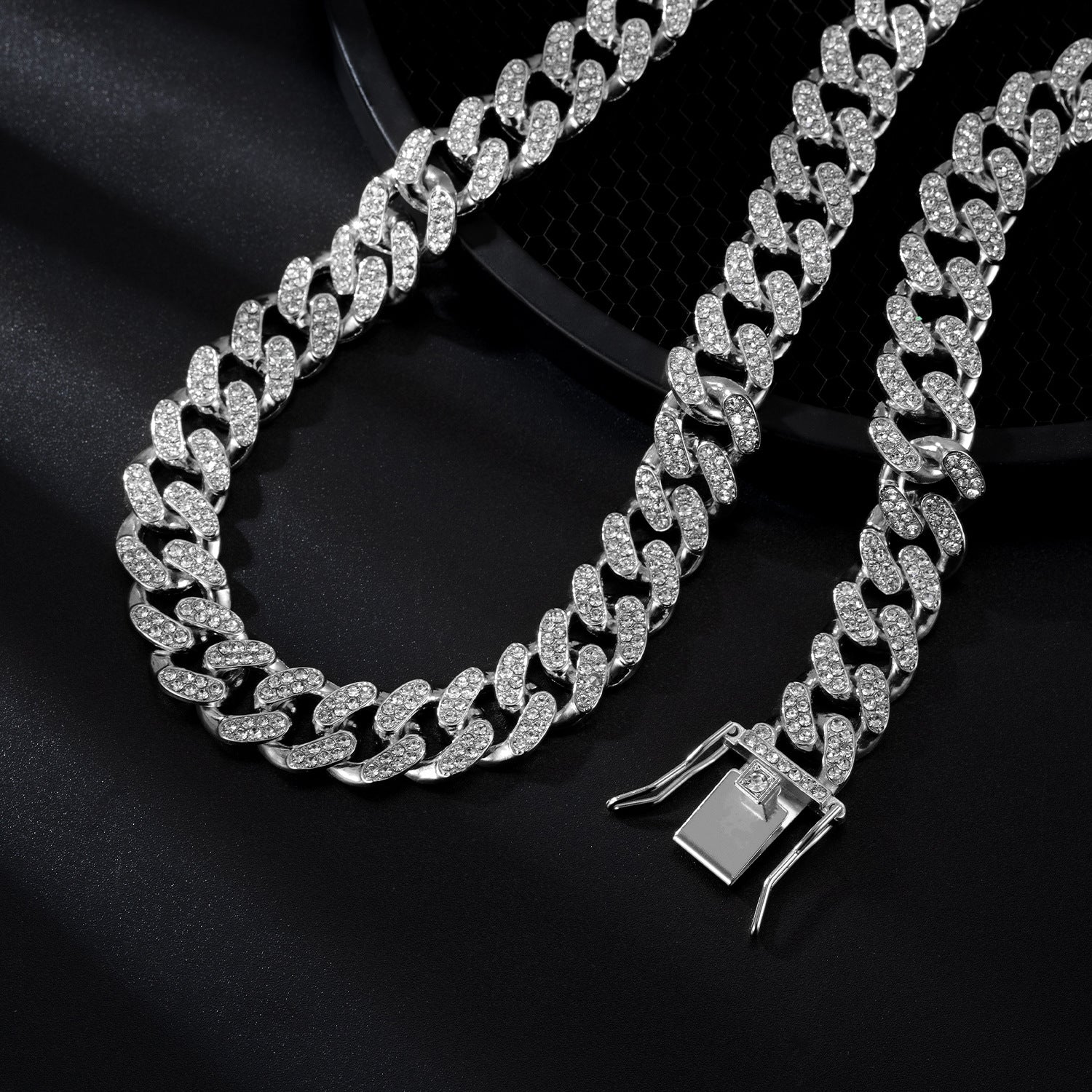 Diamond-plated Cuban chain necklace