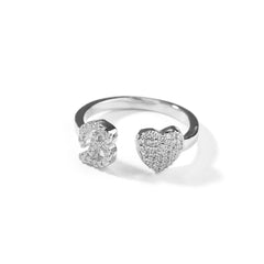 Silver 26 Alphabet Open-cut Ring