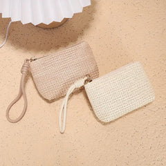 Women's Woven Straw Coin Purse / Mini Handheld Bag