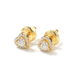 Sparkling Heart Halo Stud Earrings