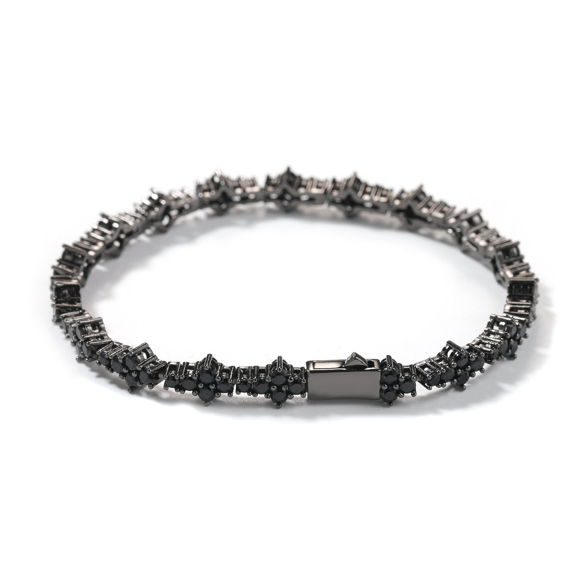 All Black CZ Cluster Tennis Bracelet