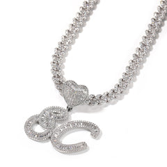 Custom Iced-Out Cursive Initial Pendant Necklace