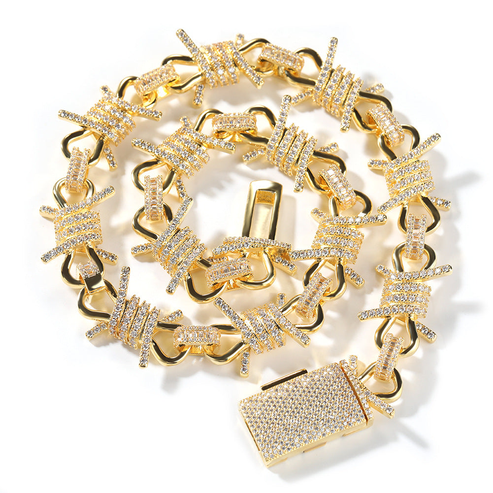 Iced-Out Barbed Wire Necklace