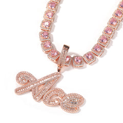 Custom Cursive Letter Iced Out Name Pendant