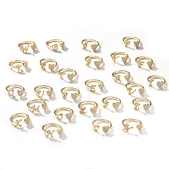 Gold 26 Alphabet Open-cut  Ring