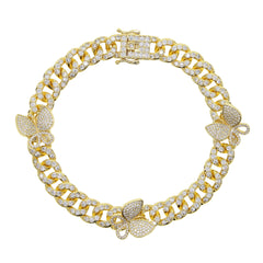 Butterfly zircon Cuban chain anklet
