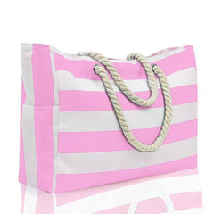 Custom Beach Bag Striped Canvas Tote