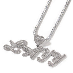 Custom Iced-Out Cursive Initial Pendant Necklace