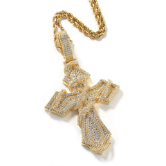 Iced-Out Wrapped Cross Pendant Necklace