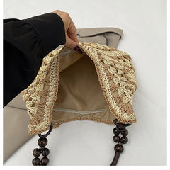 Women Boho Woven Mesh Beach Tote Bag Large Capacity Crochet Vacation Shoulder Handbag