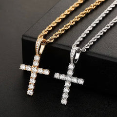 American style twist chain cross pendant