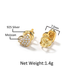 Sparkling Moissanite Pave Heart Stud Earrings