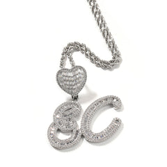 Custom Iced-Out Cursive Initial Pendant Necklace