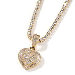 Icy Baguette Heart Pendant Necklace