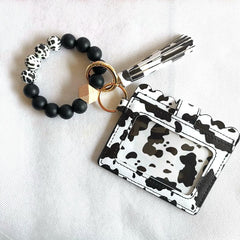 Cow Silicone Bead Keychain