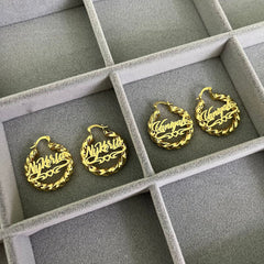 Custom Nameplate Twister Hoop Earrings