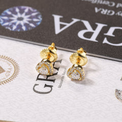 Sparkling Heart Halo Stud Earrings