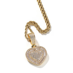 Icy Baguette Heart Pendant Necklace