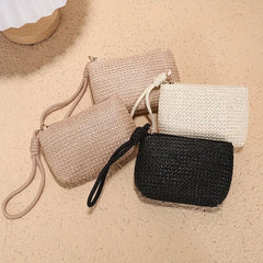 Women's Woven Straw Coin Purse / Mini Handheld Bag