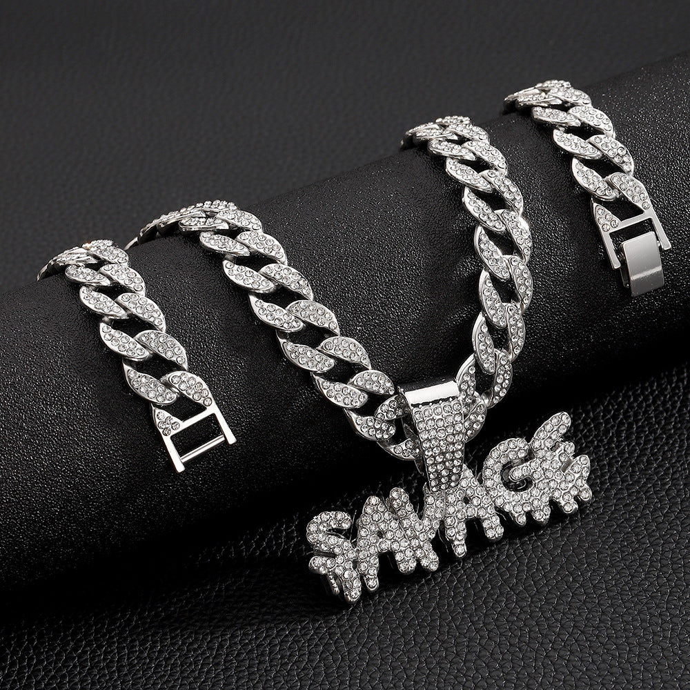 SAVAGE pendant Cuban chain necklace