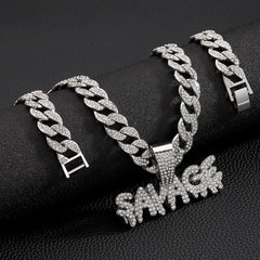 SAVAGE pendant Cuban chain necklace