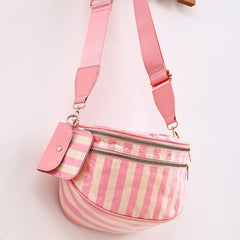 Striped Crossbody Belt Bag with Coin Pouch