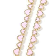 Pink Enamel Heart Halo Tennis Nceklace