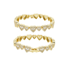 Baguette Heart Halo Tennis Bracelet