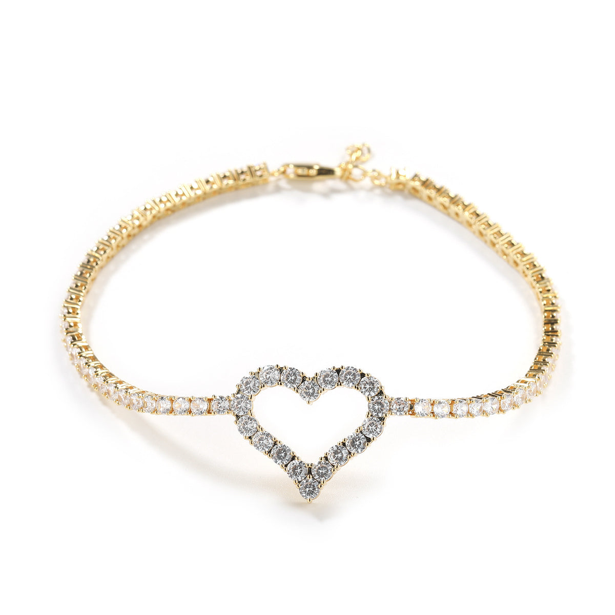 Bracelet tennis solitaire cœur