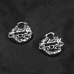 Custom Nameplate Twister Hoop Earrings