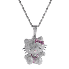 Collier pendentif chat glacé