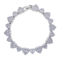 Baguette Heart Halo Tennis Bracelet