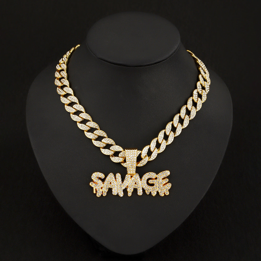 SAVAGE pendant Cuban chain necklace