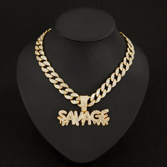 SAVAGE pendant Cuban chain necklace