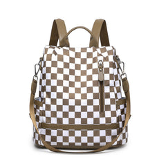 Convertible Checkered Backpack Purse — 2-in-1 Fashion Shoulder Bag