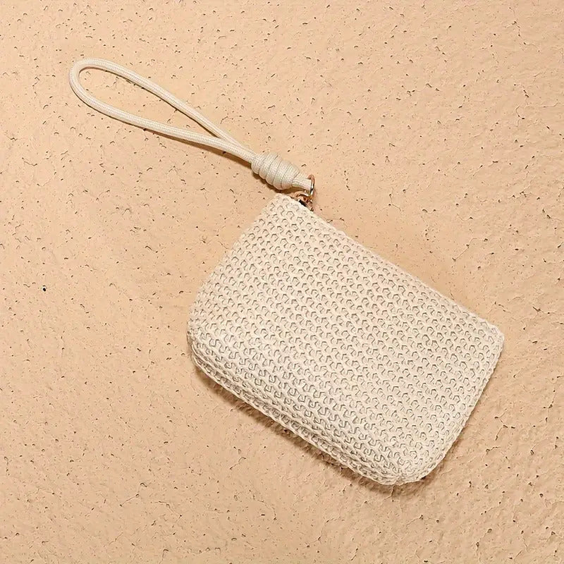 Women's Woven Straw Coin Purse / Mini Handheld Bag