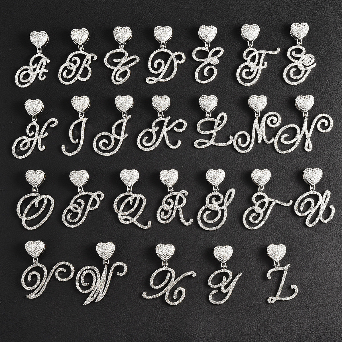 Diamond Letter Heart Pendant Cuban Necklace