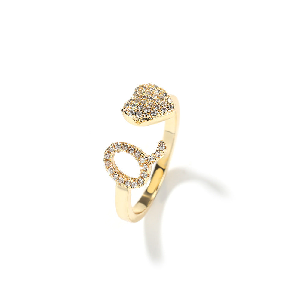 Gold 26 Alphabet Open-cut  Ring