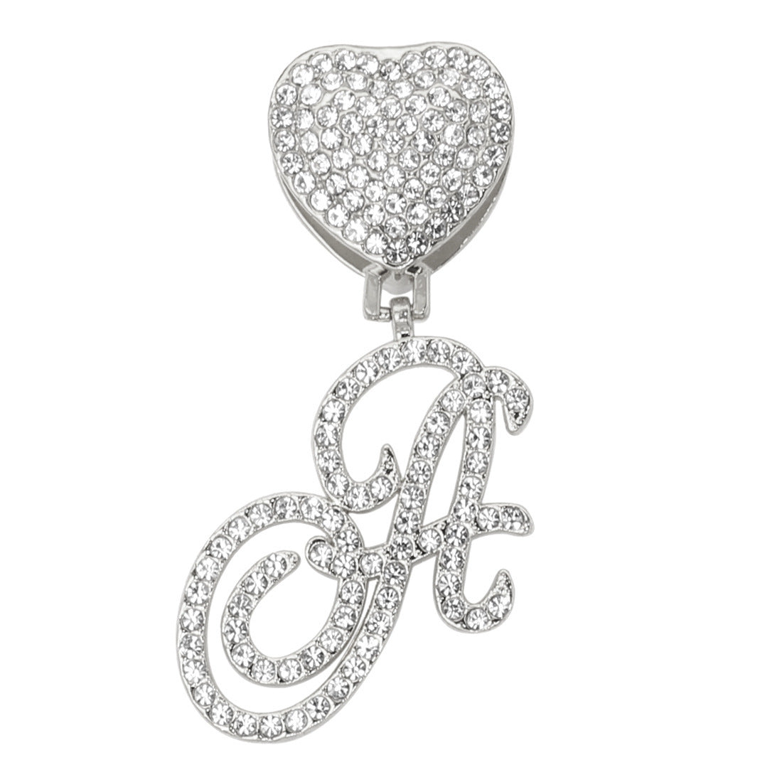 Diamond Letter Heart Pendant Cuban Necklace