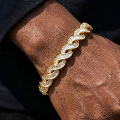 Iced Out Baguette Cubic Zirconia Wave Bracelet