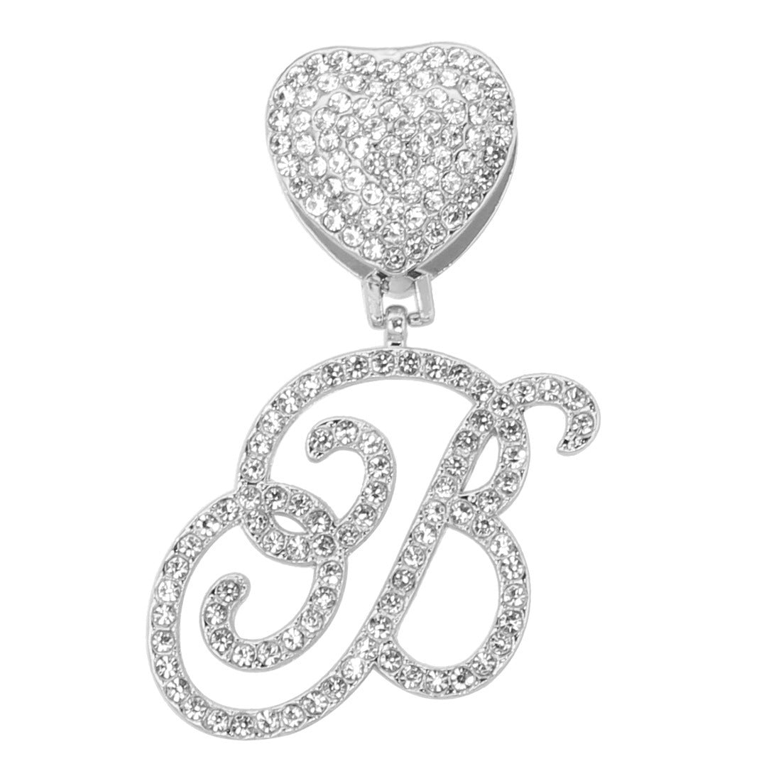 Diamond Letter Heart Pendant Cuban Necklace